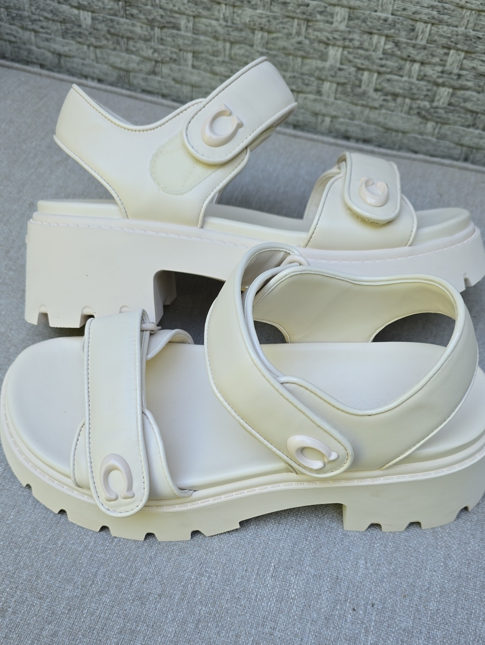 COACH Platform Chunky Sandals in Cream